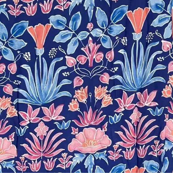 J. MCLAUGHLIN  Blue Multi Floral Chessie Silk Blend Tiered Midi Dress Size S - Picture 12 of 14